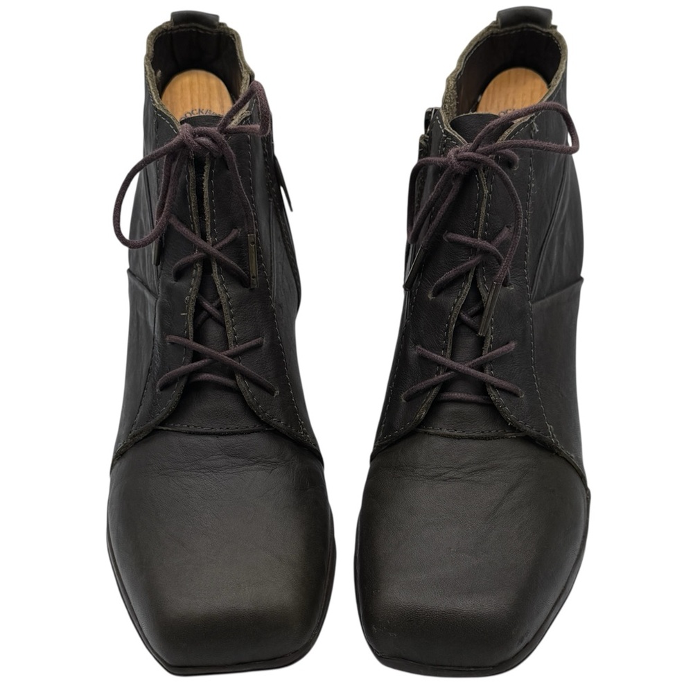 Sergio Tomani Dark Gray/Green Leather Lace-Up Ankle Booties